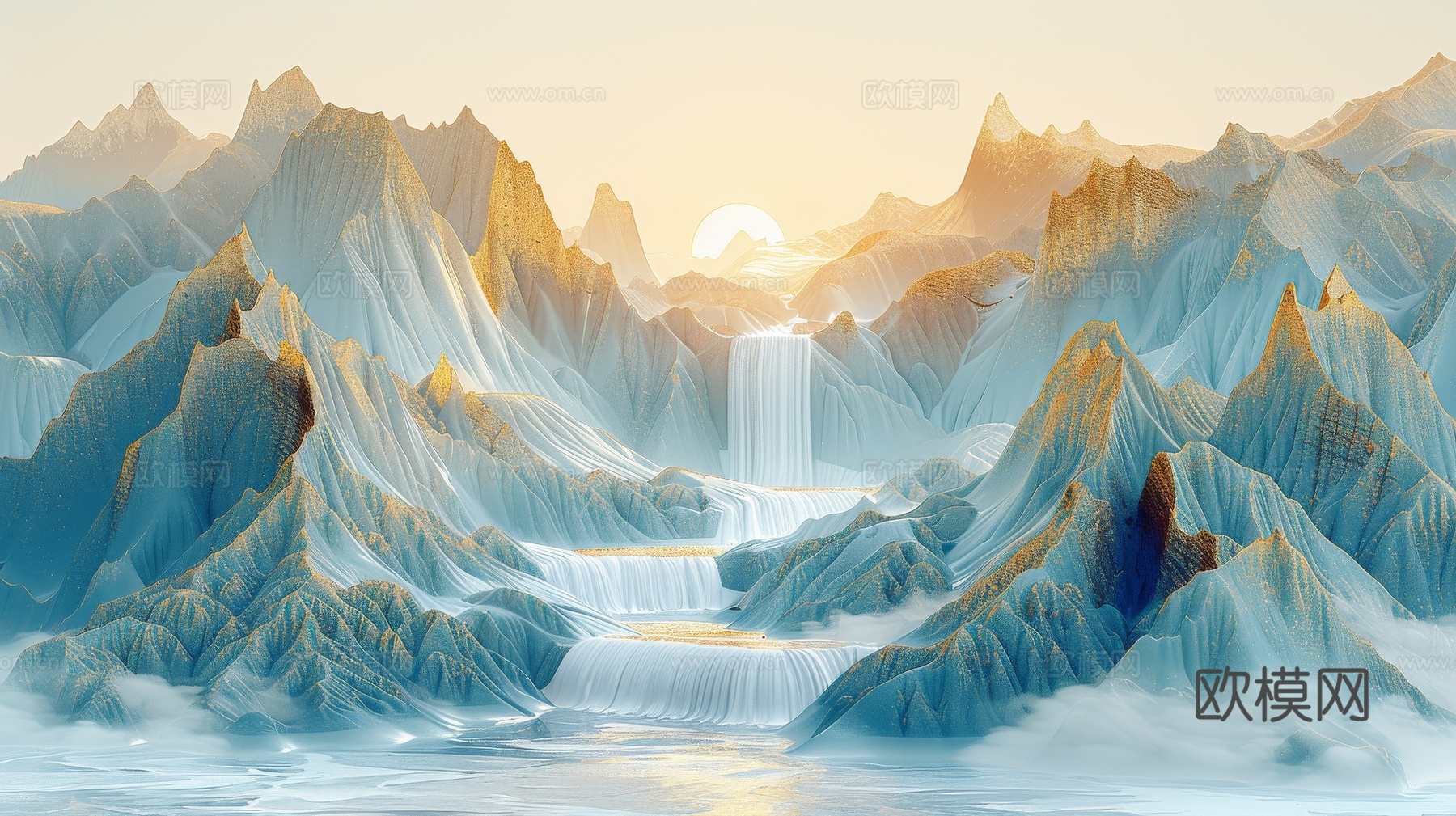 新中式山水国风背景
