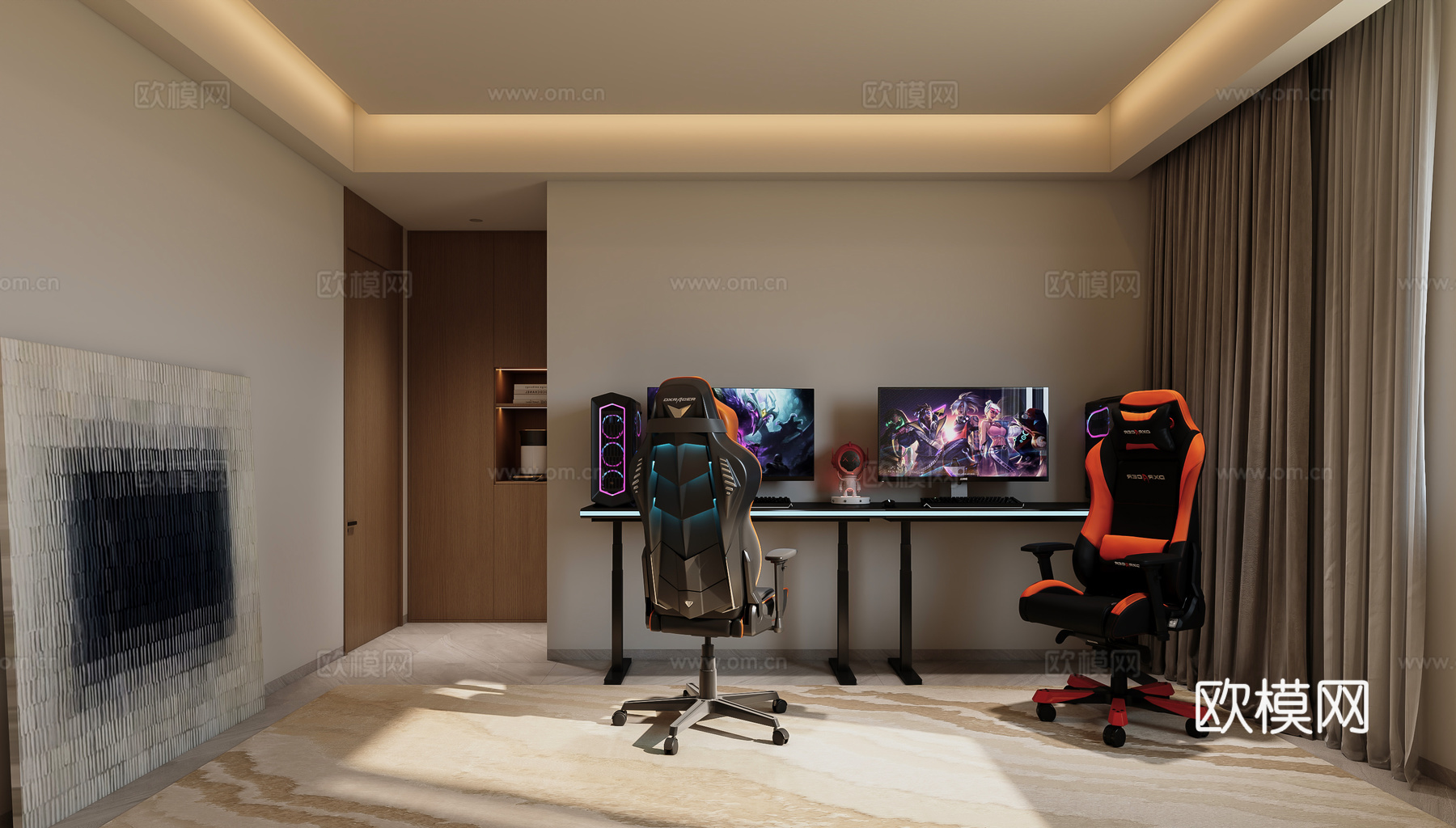 现代酒店客房 标间 双人间3d模型
