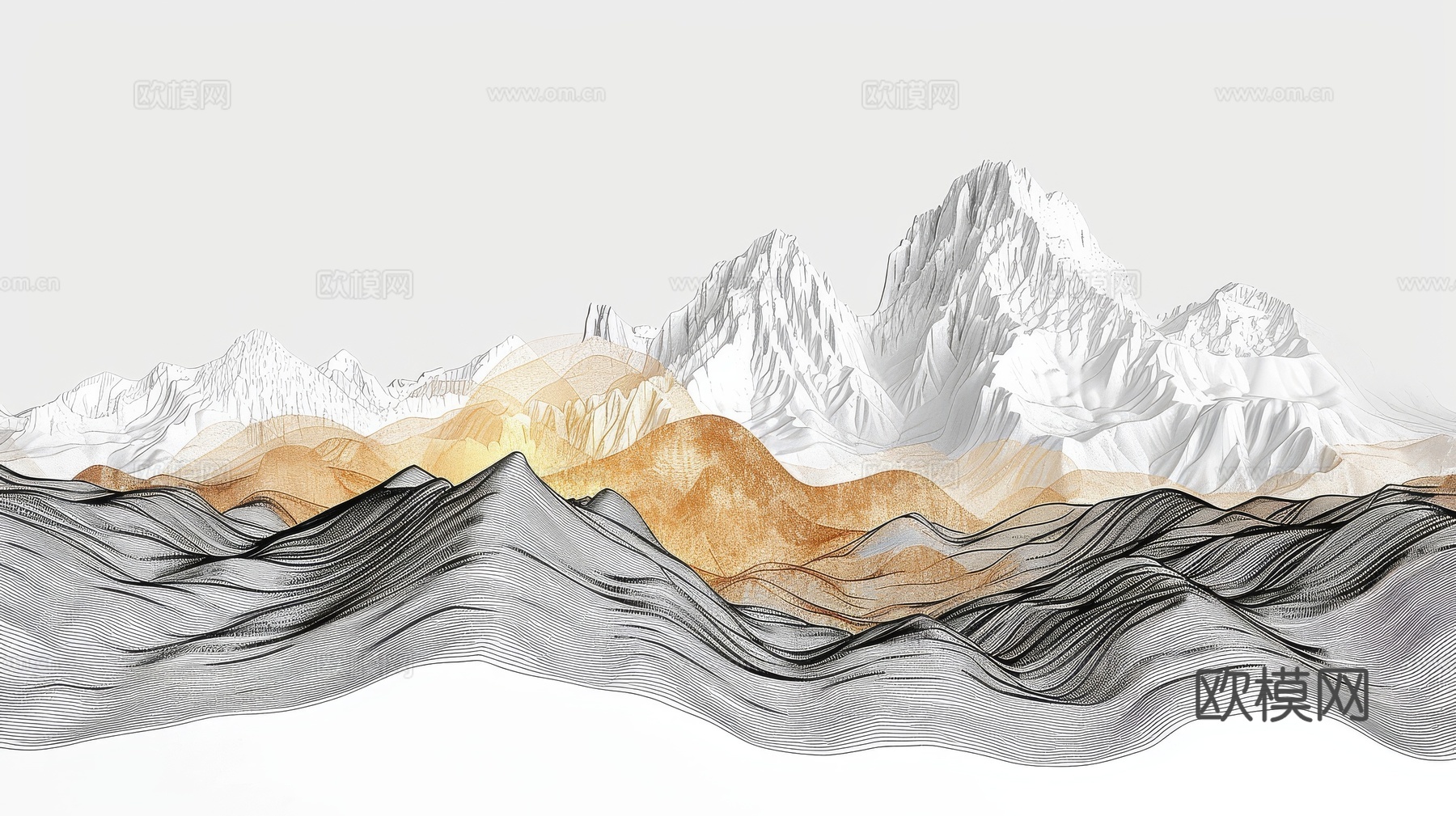 新中式山水国风背景下载（渲染图8）
