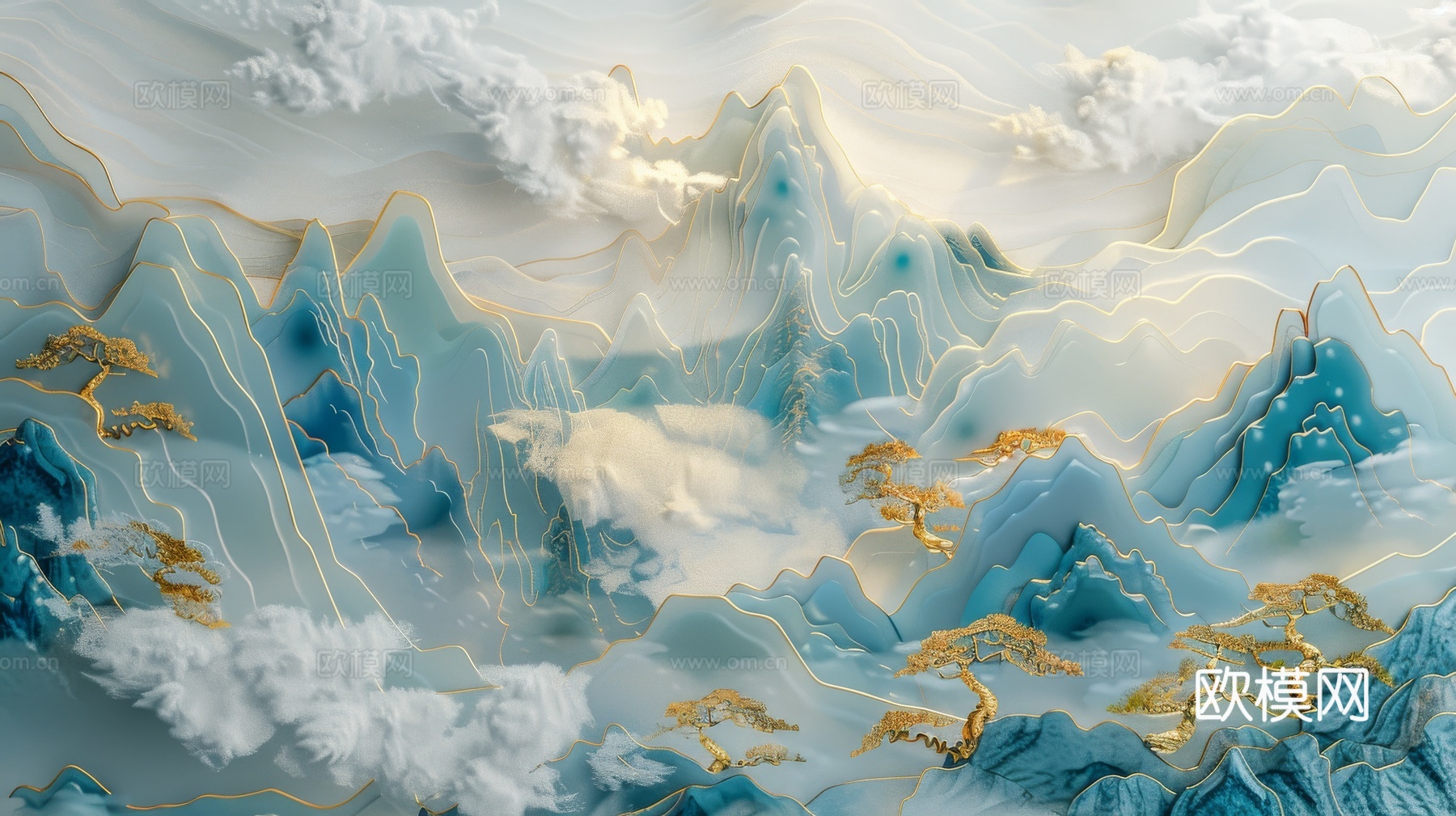 新中式山水国风背景