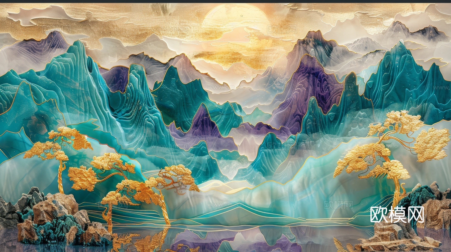 新中式山水国风背景