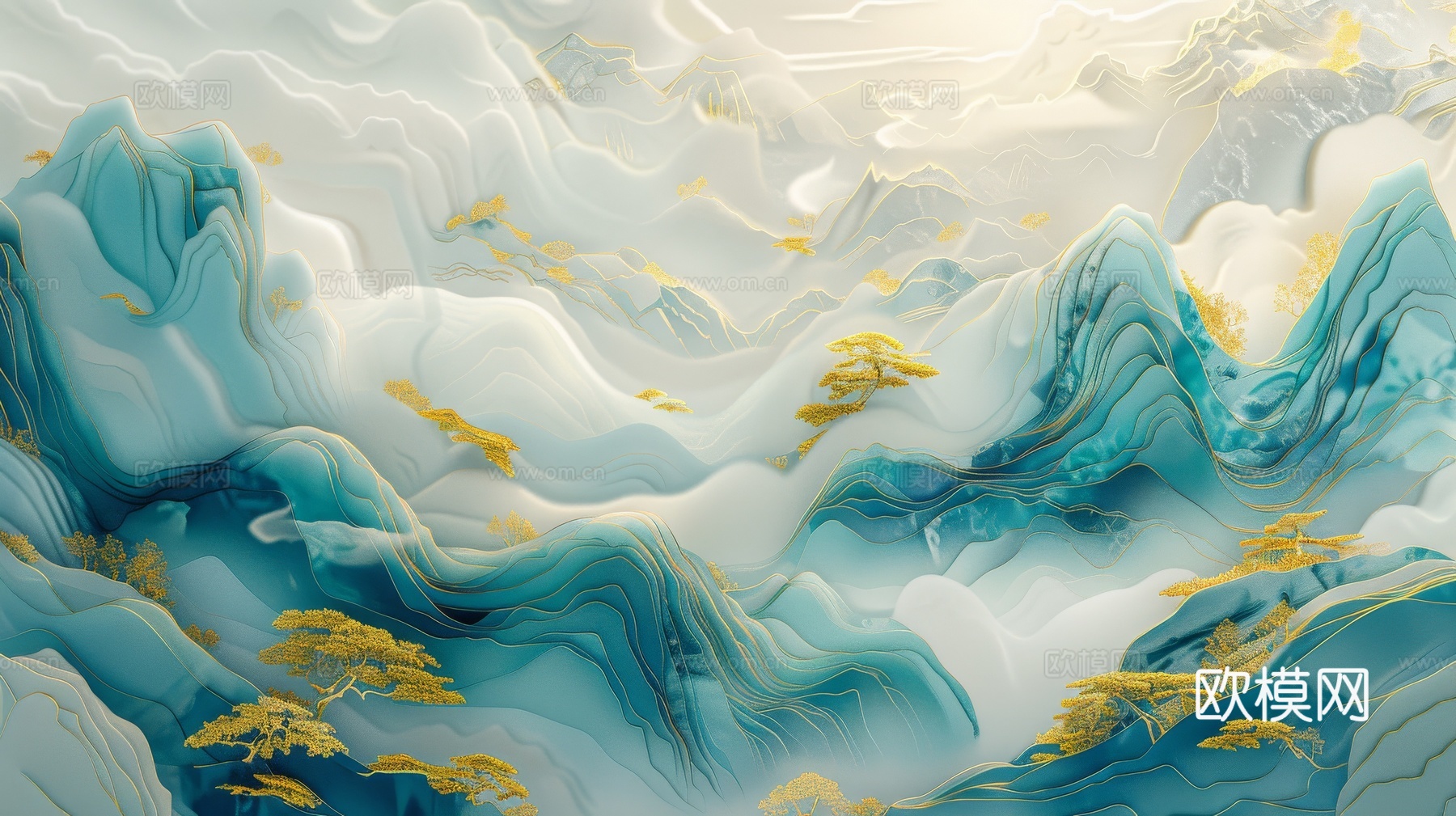 新中式山水国风背景