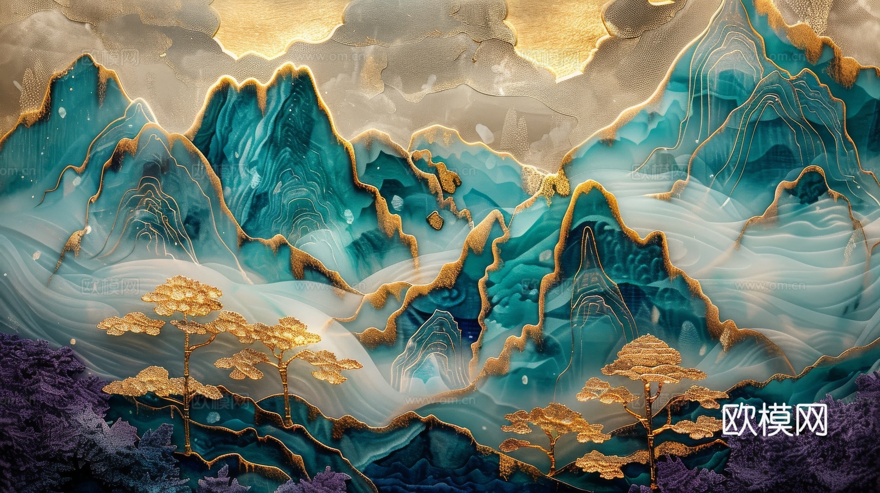 新中式山水国风背景
