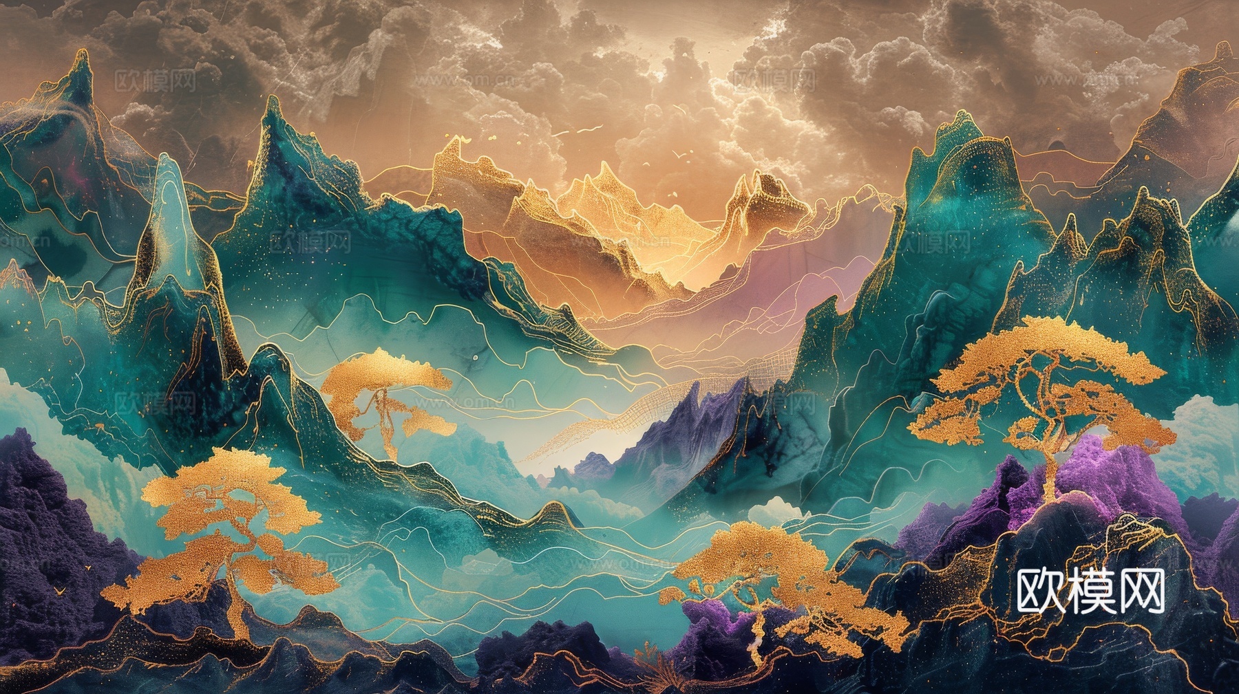 新中式山水国风背景