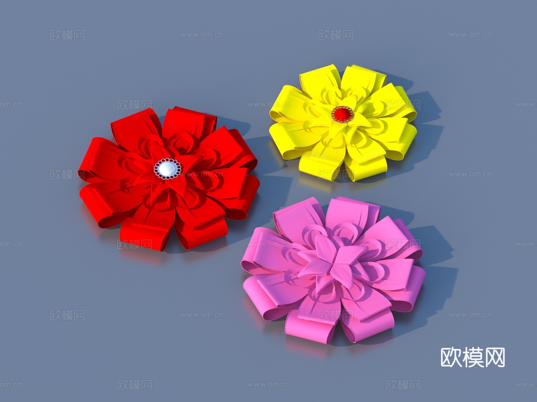 彩带 蝴蝶结 蝴蝶花 花朵造型3d模型