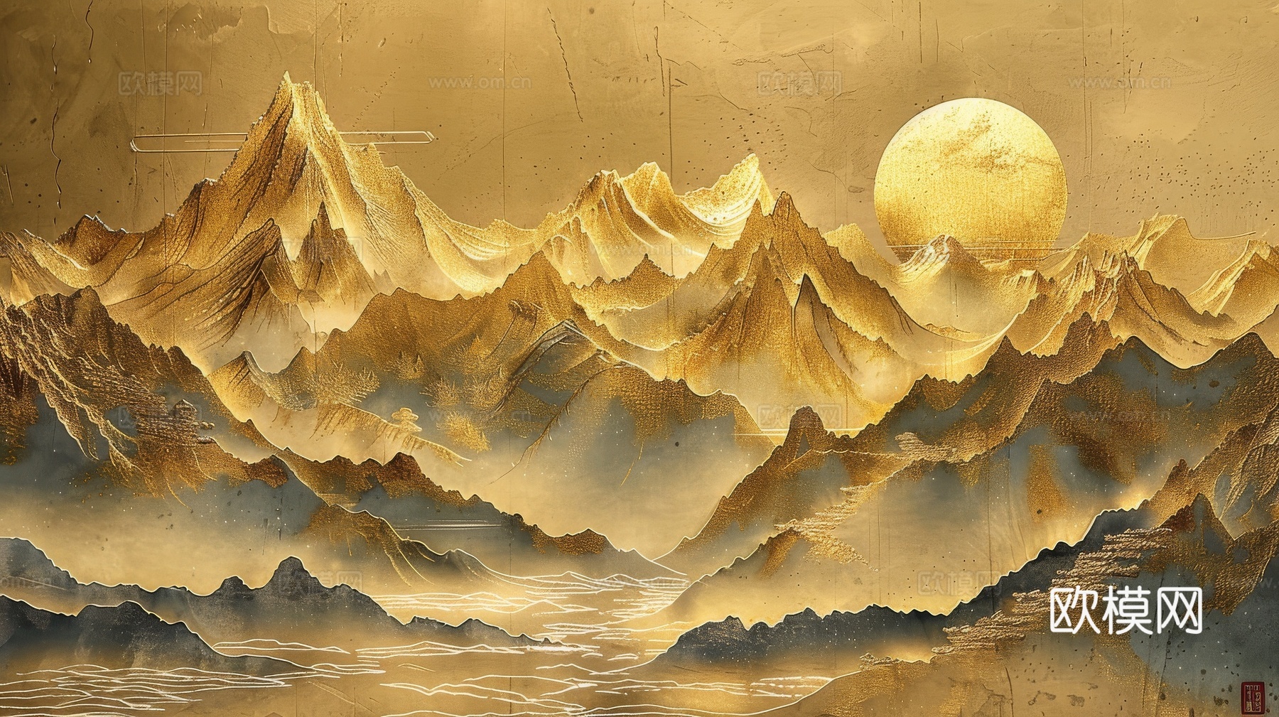 新中式山水国风背景