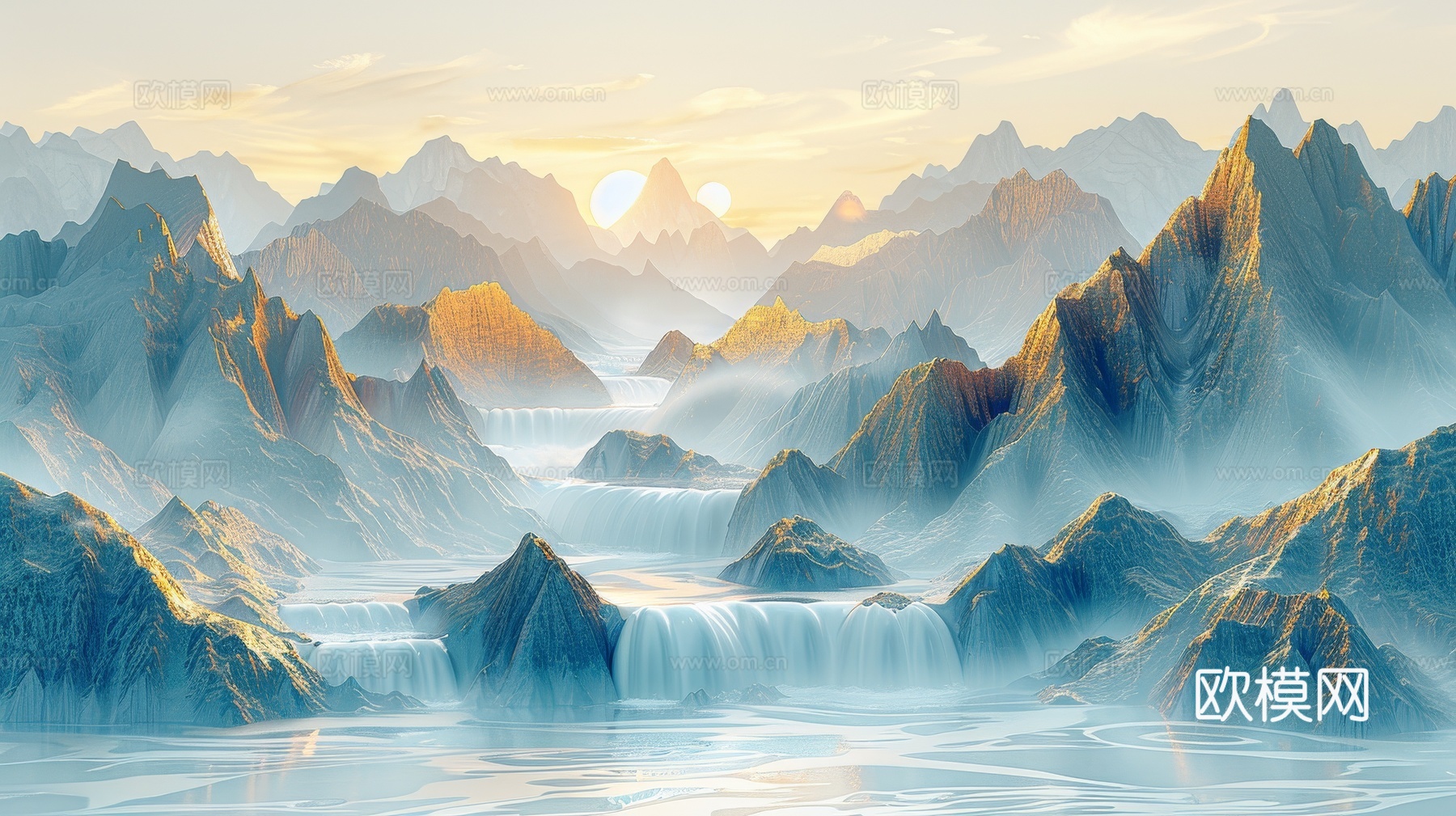 新中式山水国风背景