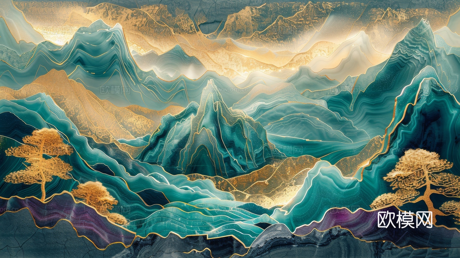 新中式山水国风背景