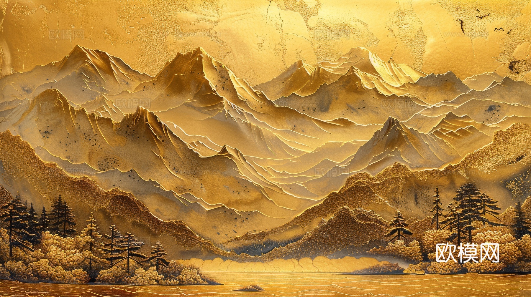 新中式山水国风背景