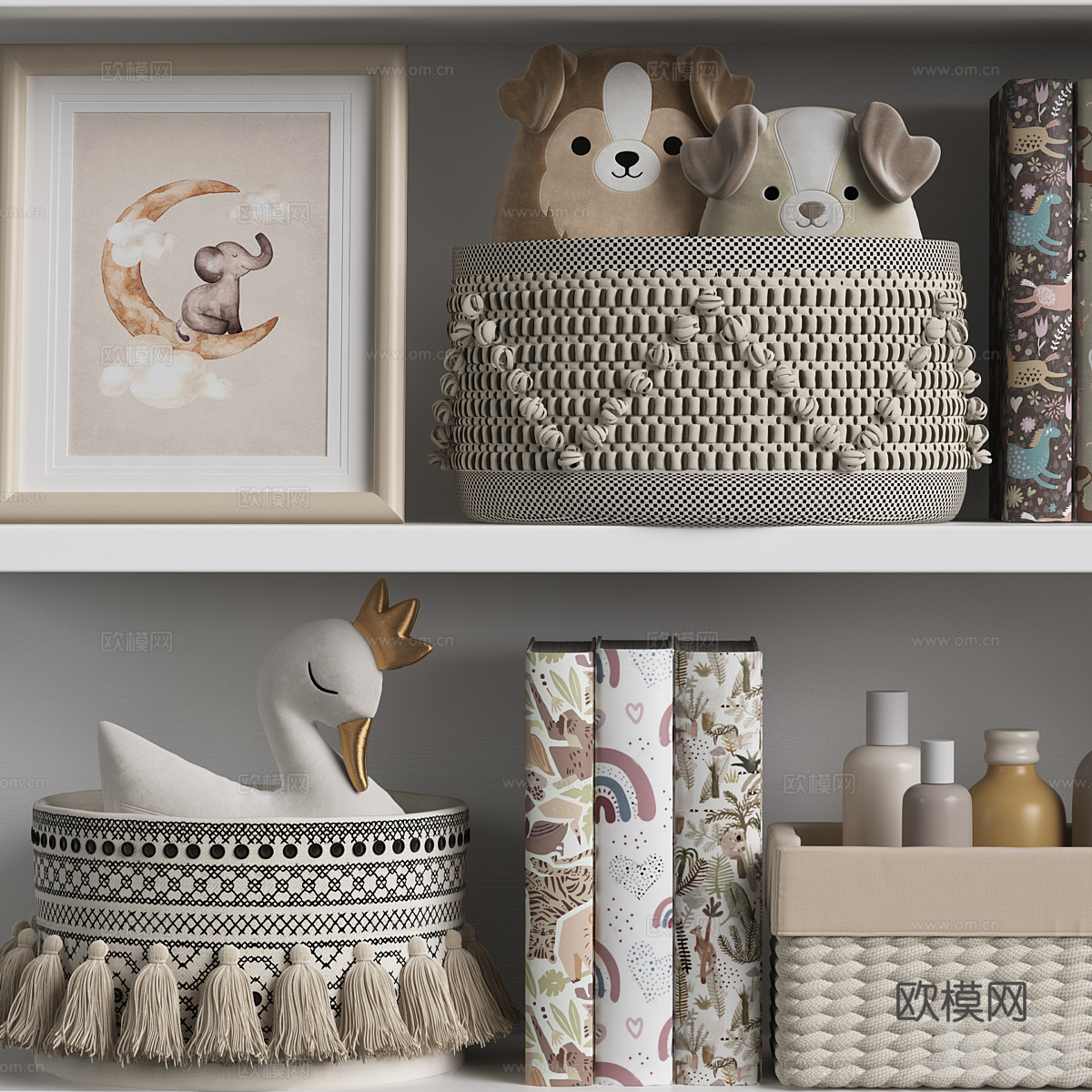 现代奶油风儿童饰品 毛绒玩具3d模型