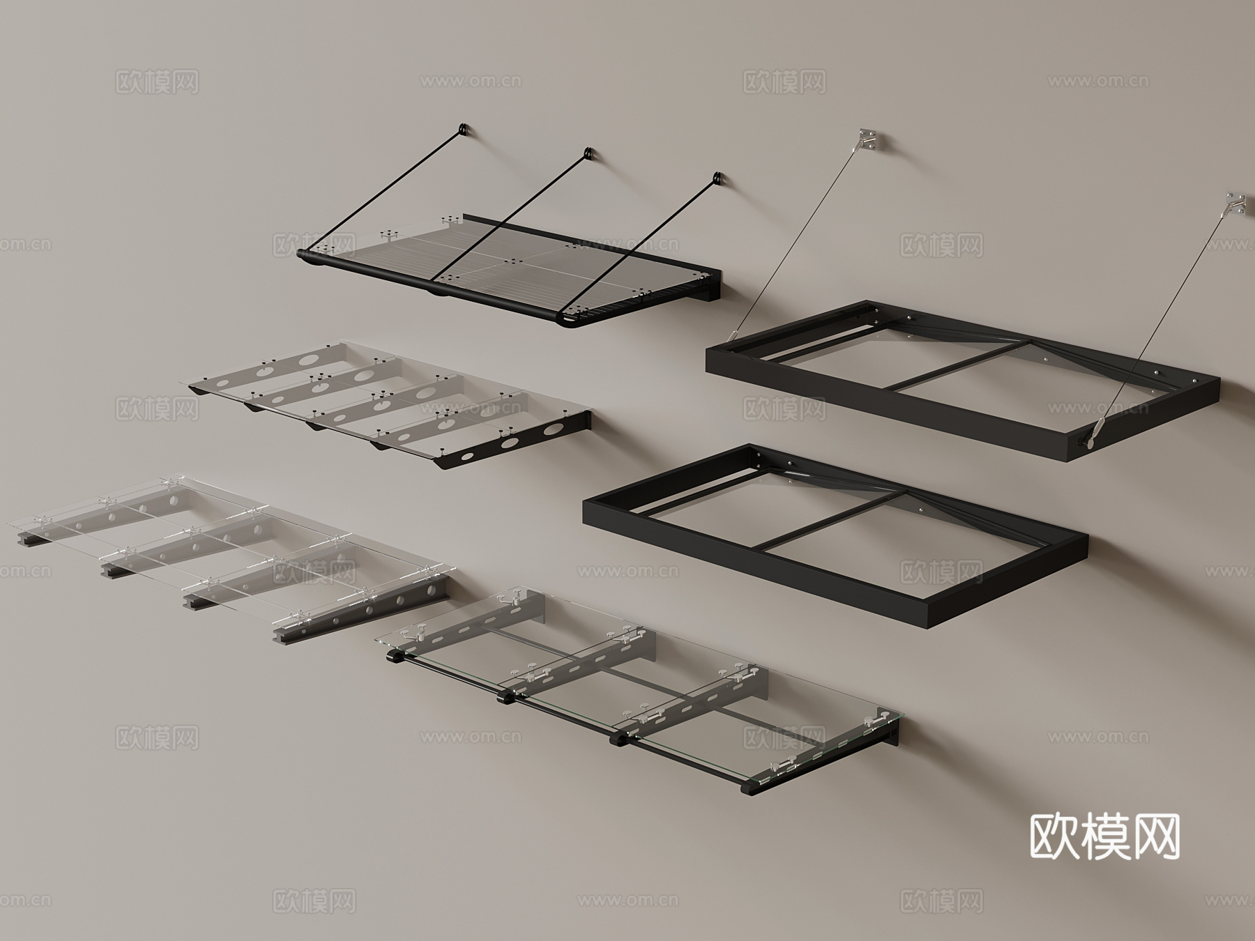 遮阳棚 现代玻璃雨棚3d模型