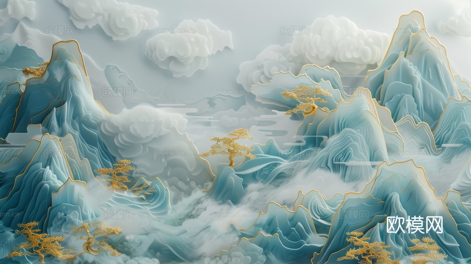 新中式山水国风背景