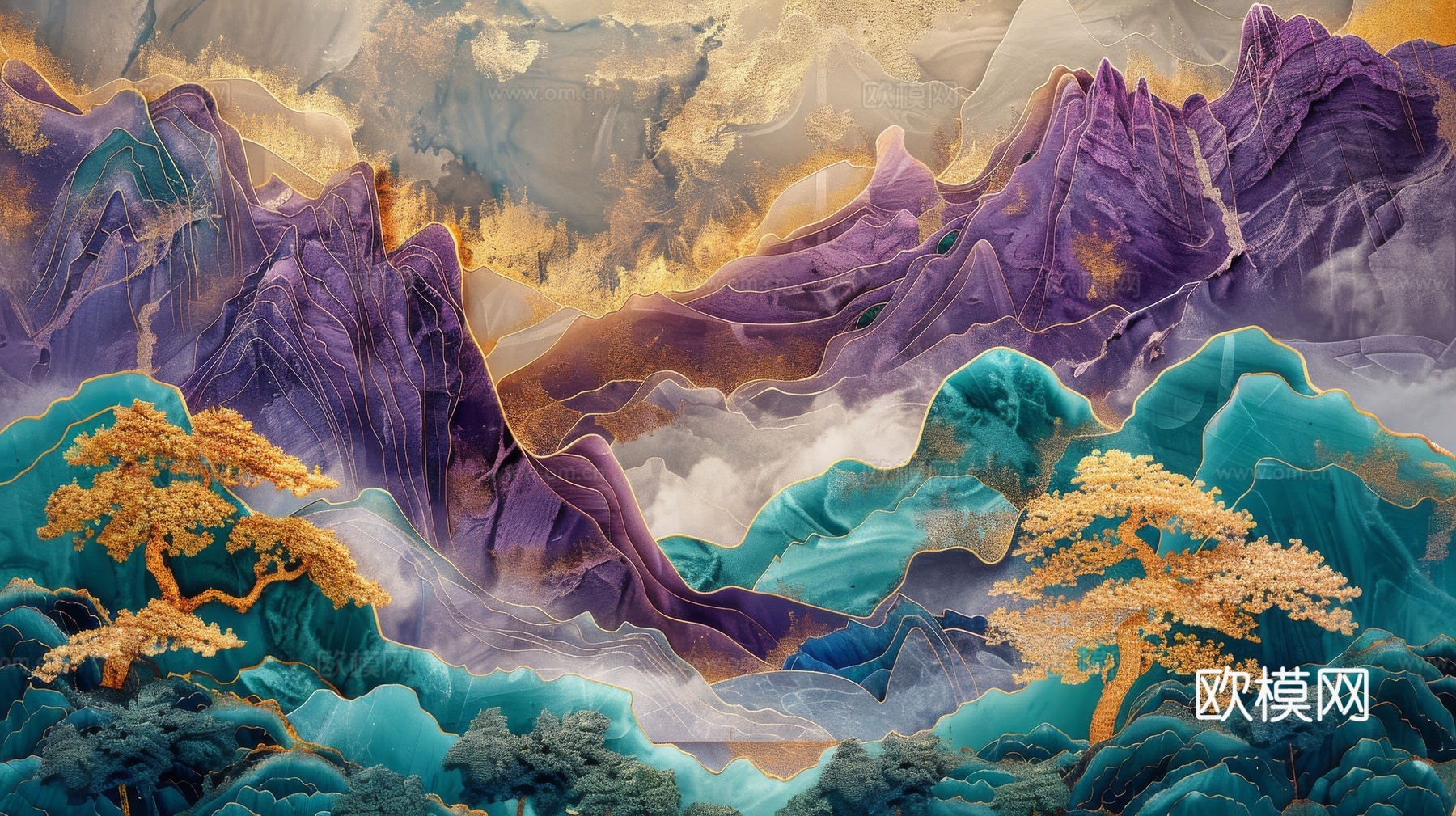 新中式山水国风背景