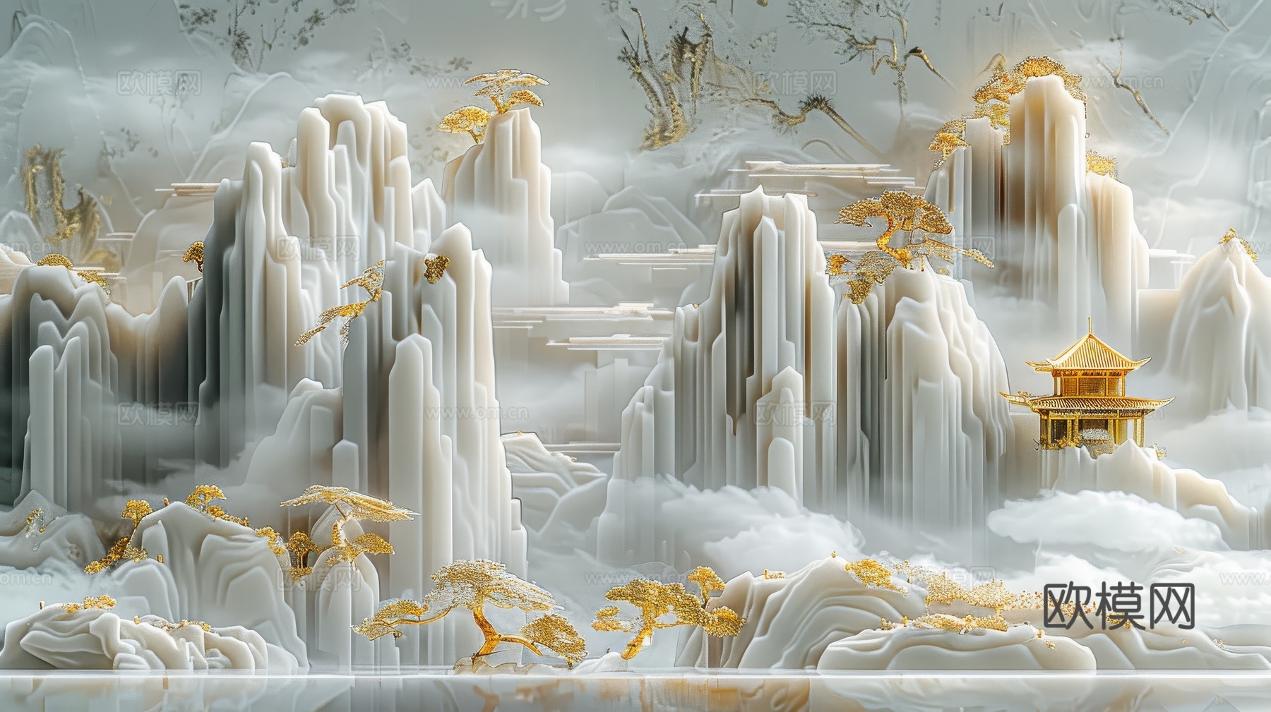 新中式山水国风背景