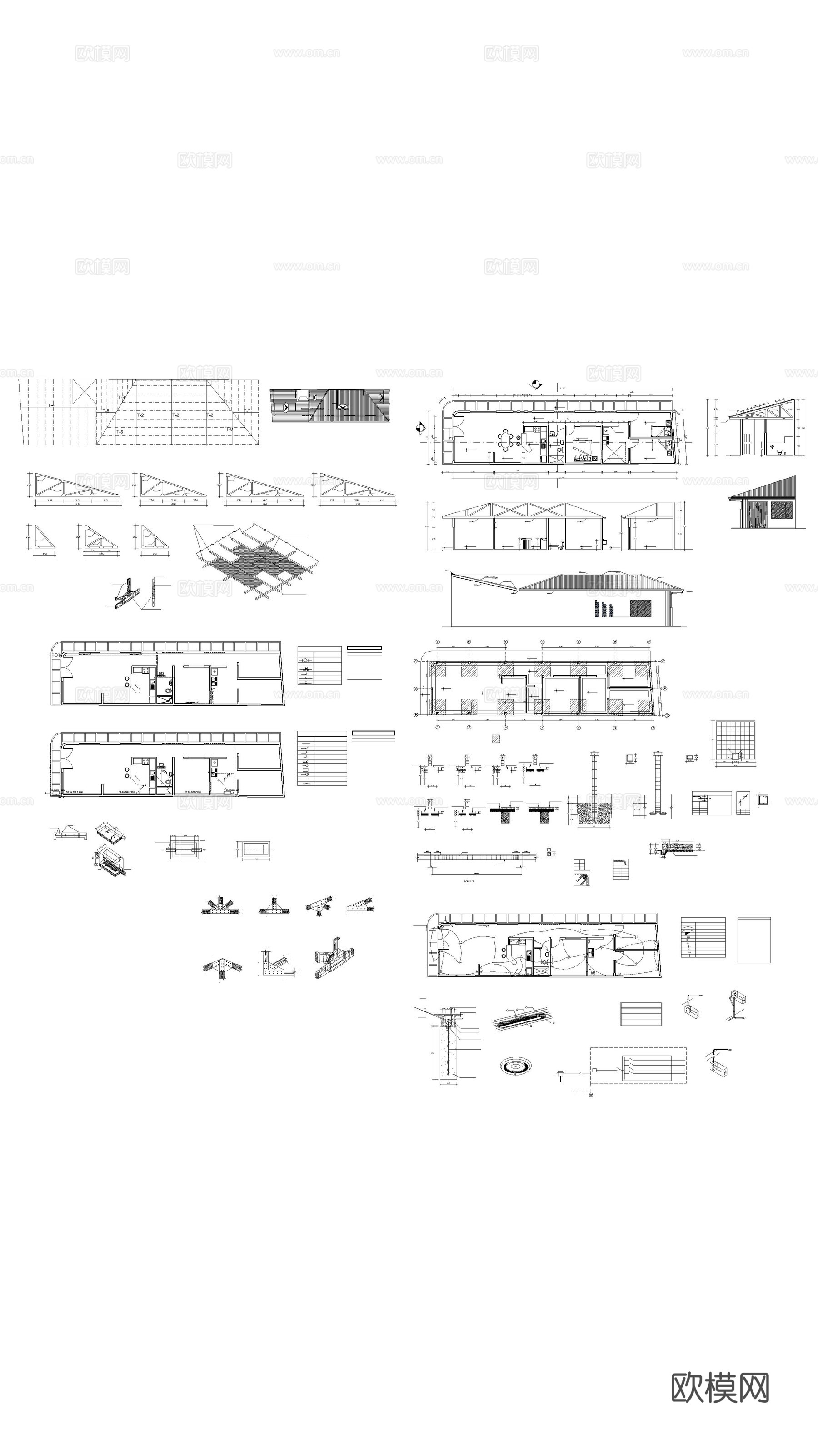 带坡屋顶的单户住宅平面图cad施工图