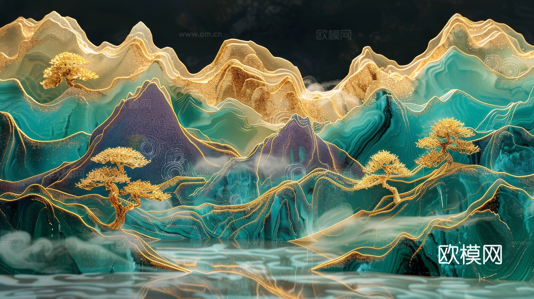 新中式山水国风背景