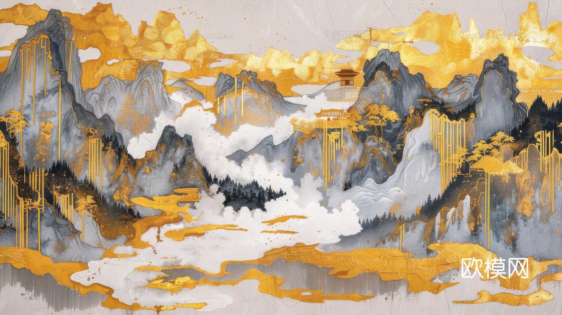 新中式山水国风背景