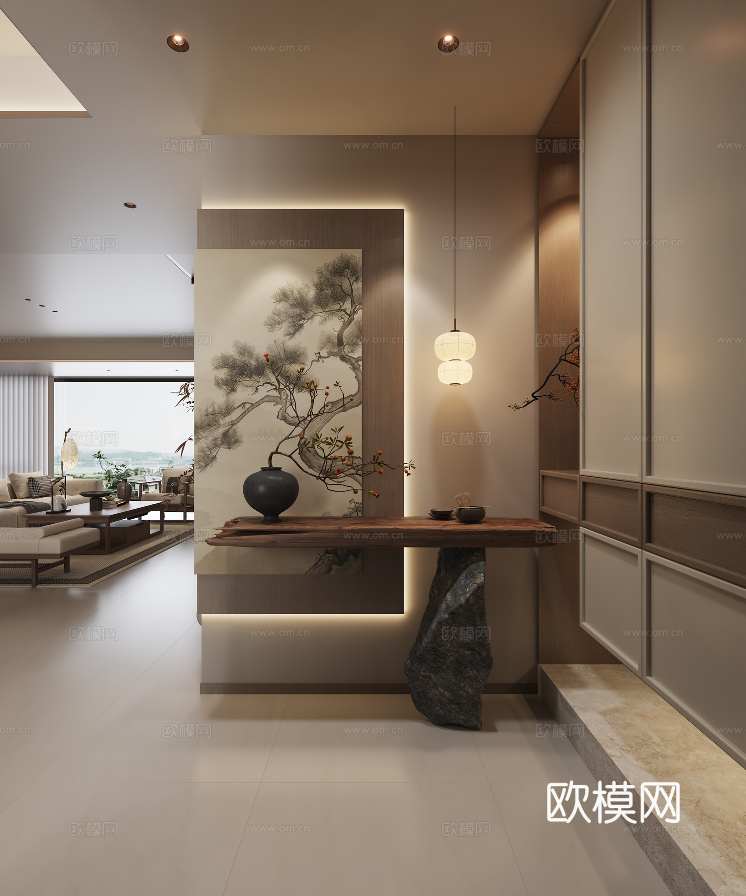 宋式玄关 玄关柜3d模型