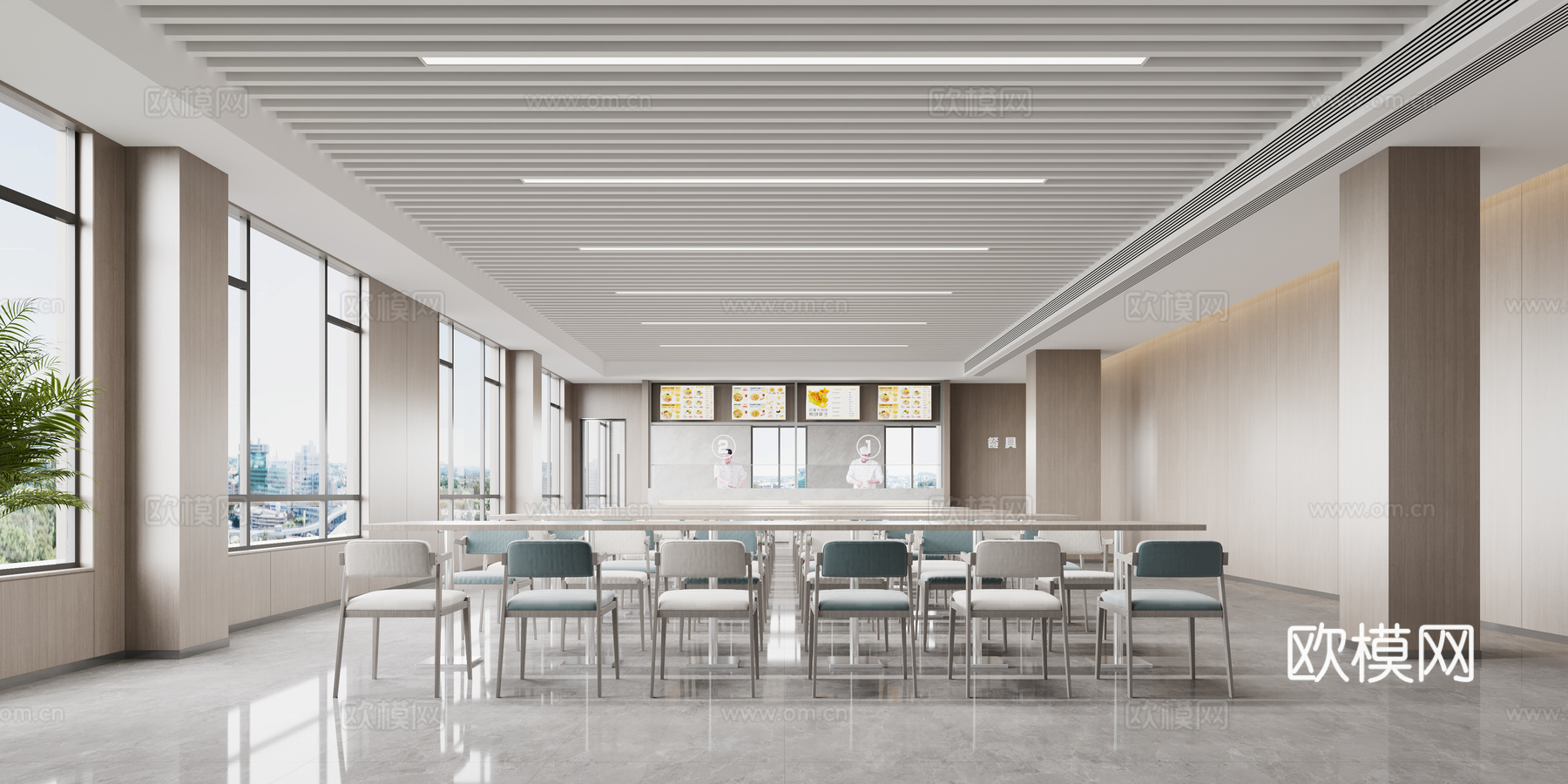 员工食堂 餐厅3d模型