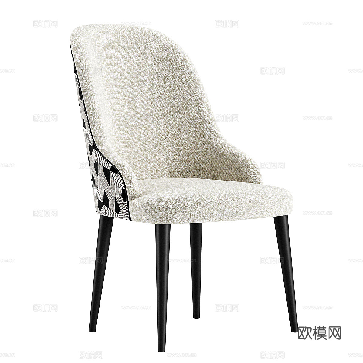 新中式轻奢布艺餐椅3d模型