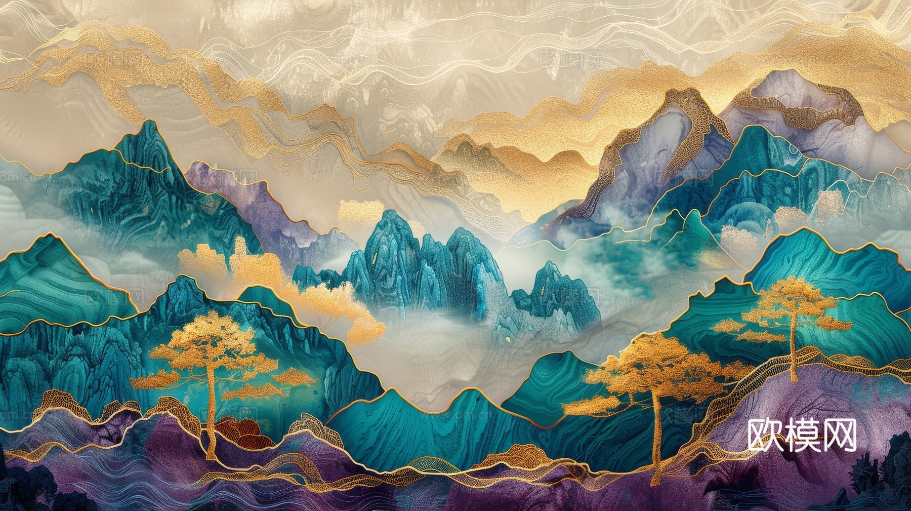 新中式山水国风背景