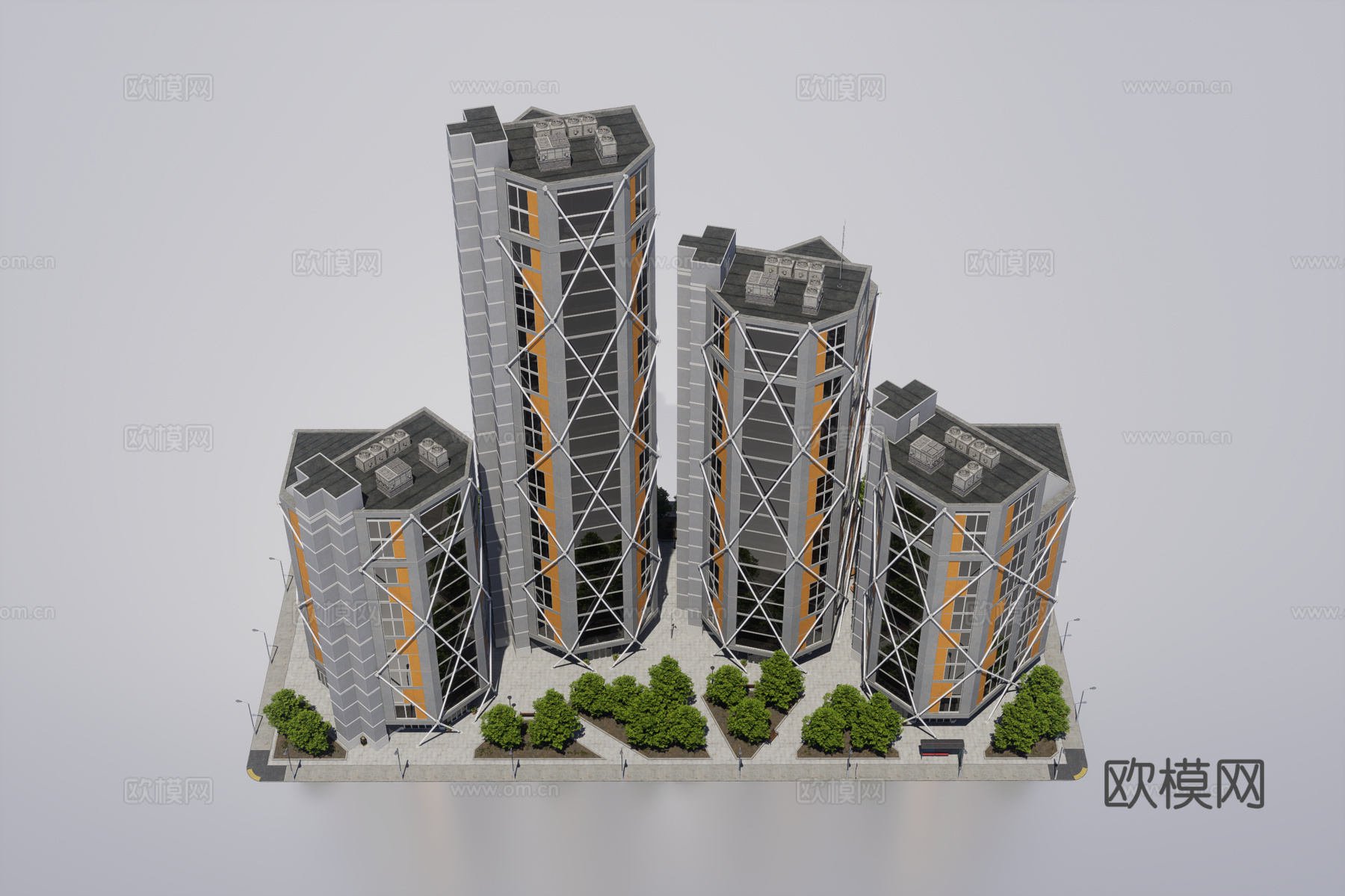 高层办公建筑群3d模型