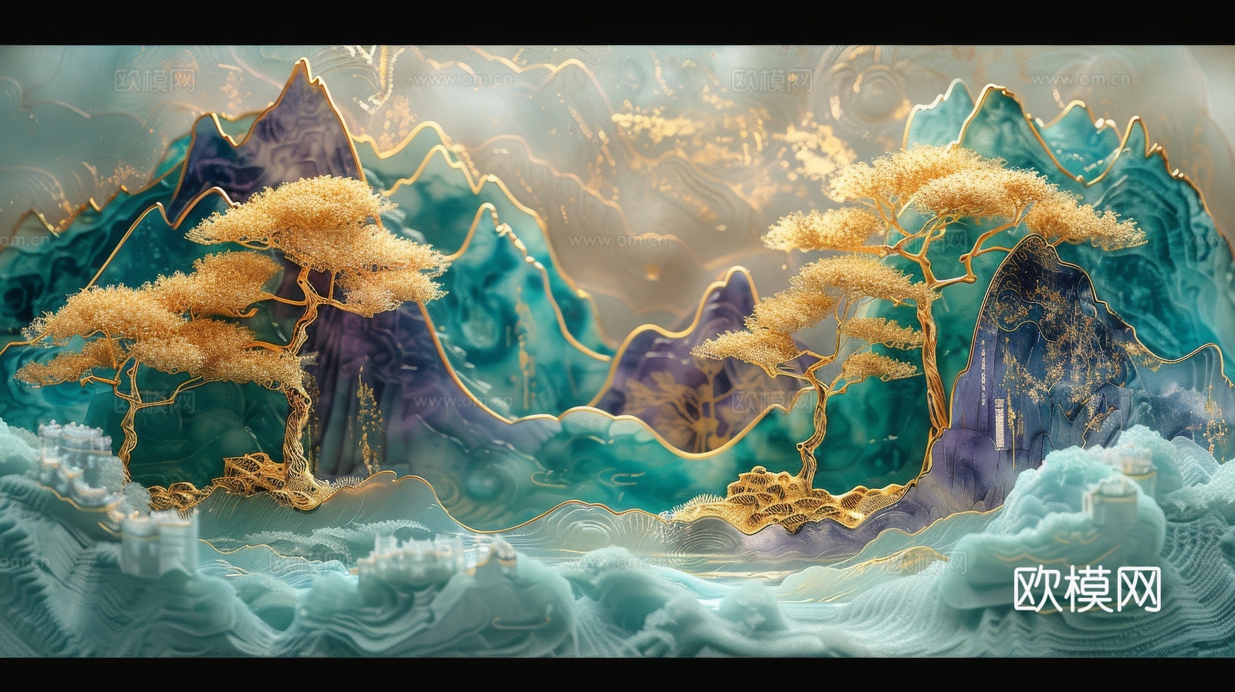 新中式山水国风背景