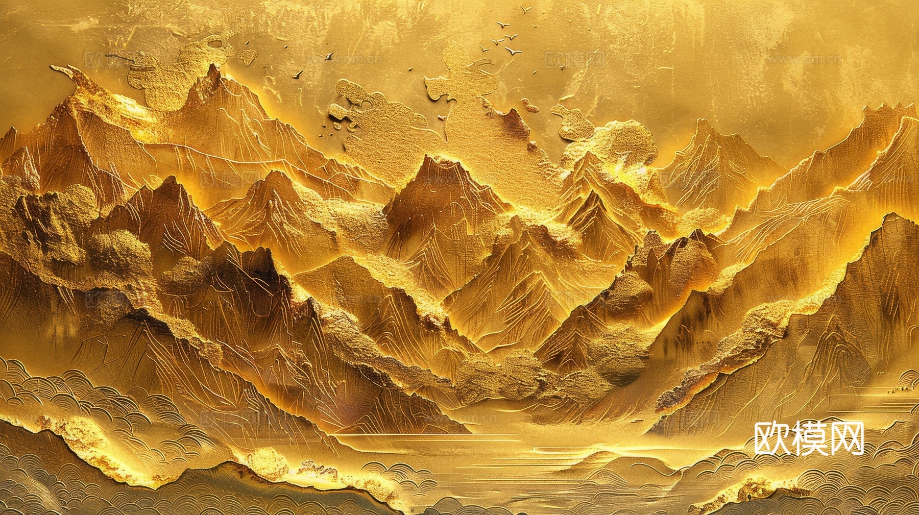 新中式山水国风背景