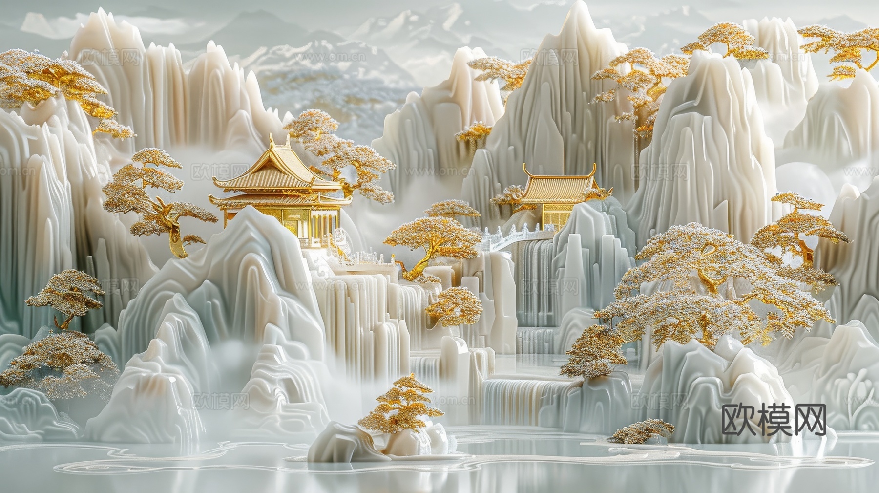 新中式山水国风背景