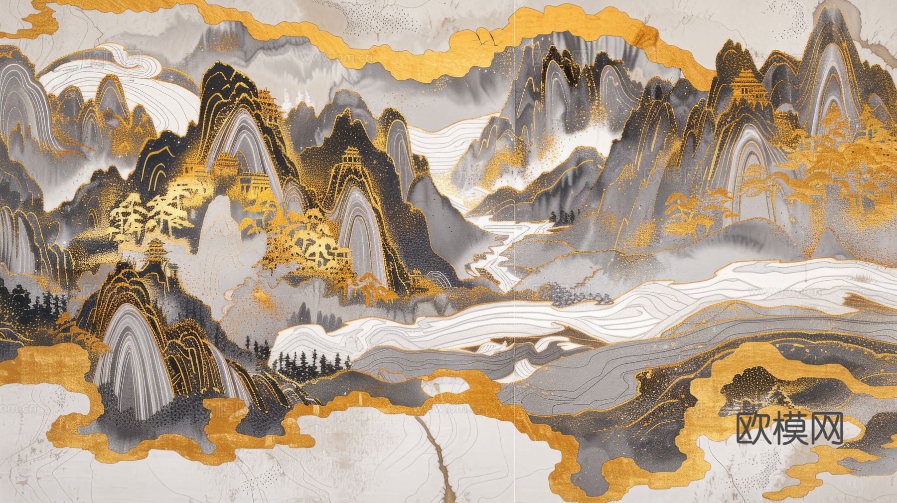 新中式山水国风背景