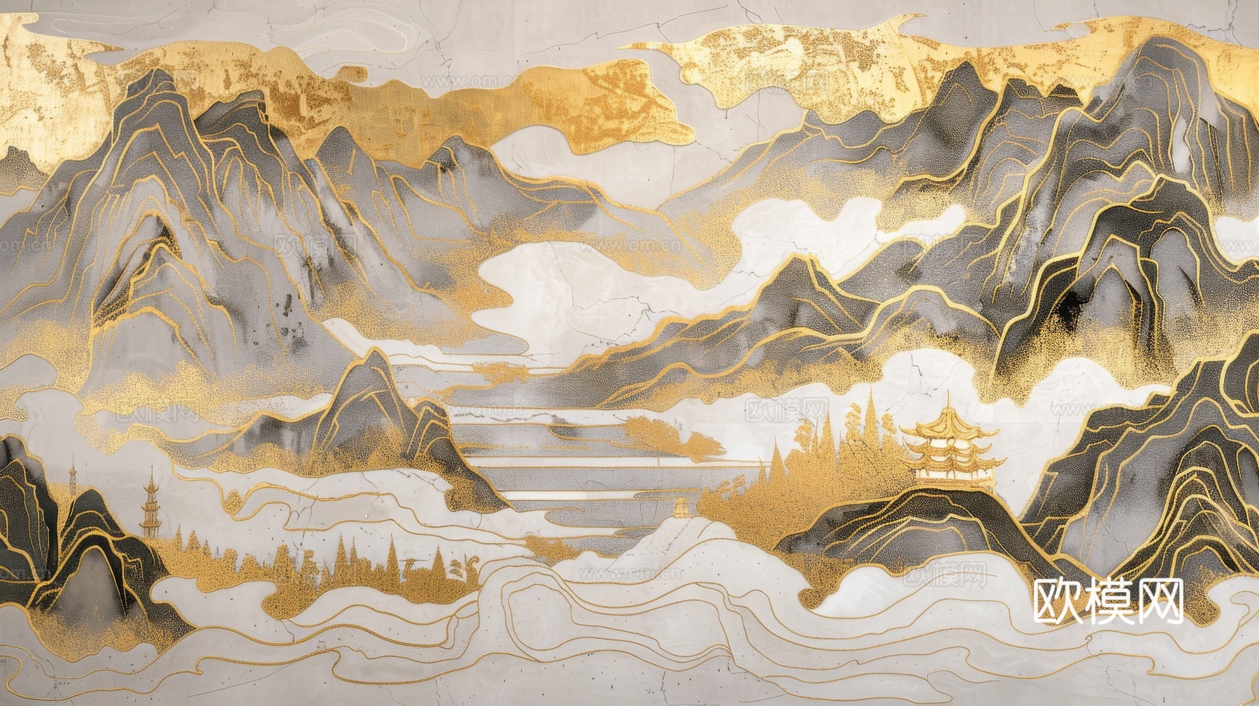 新中式山水国风背景