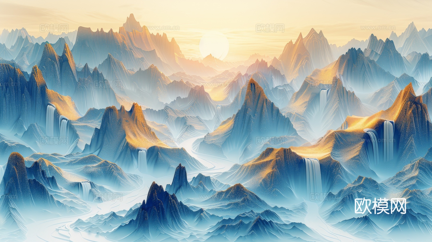 新中式山水国风背景