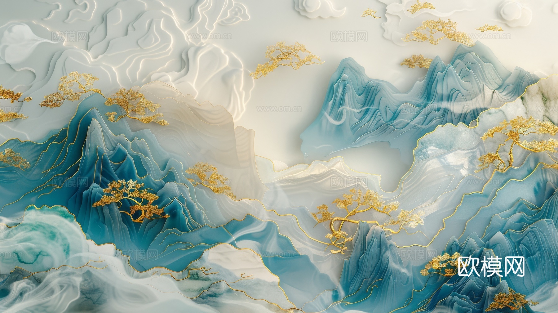 新中式山水国风背景