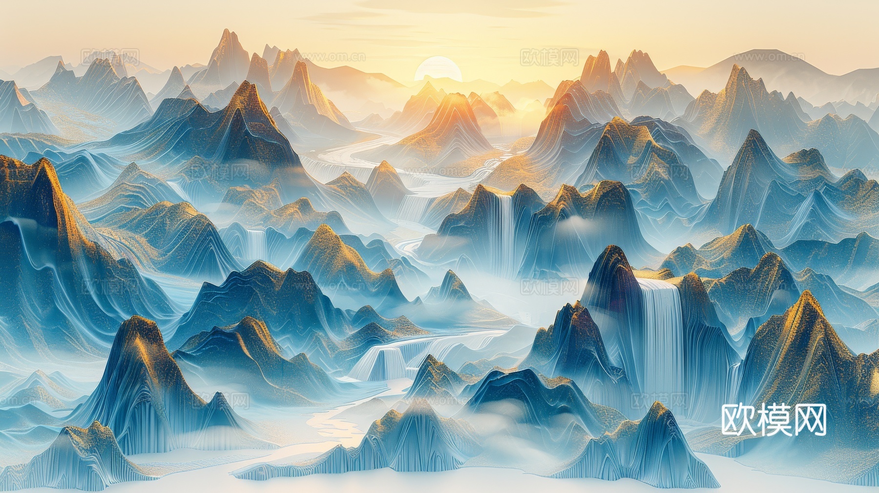 新中式山水国风背景