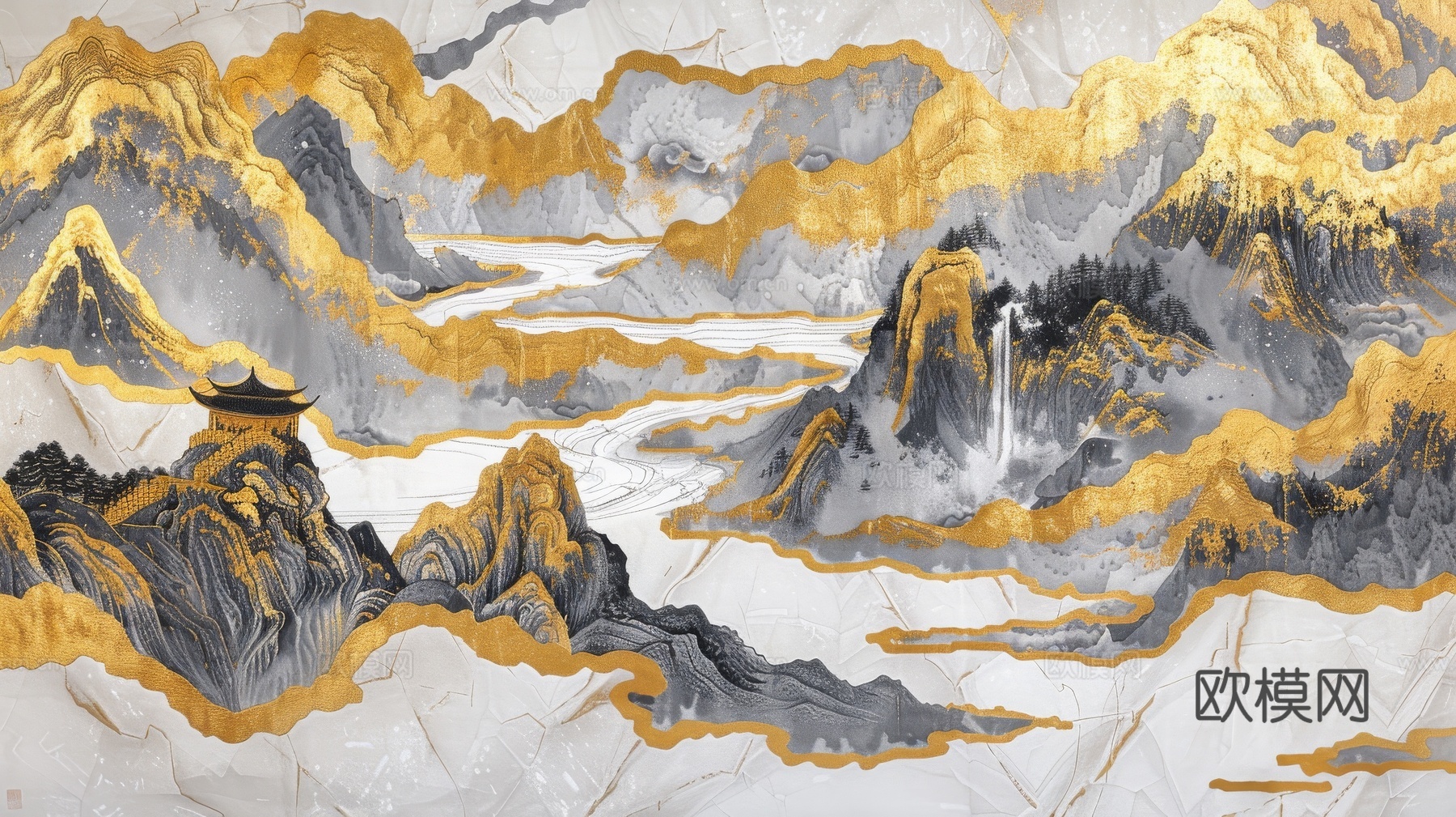新中式山水国风背景