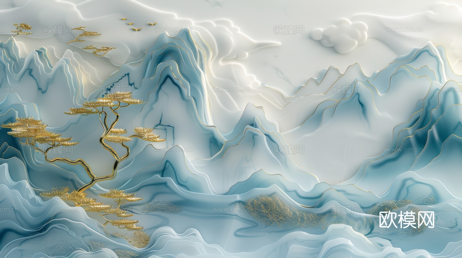 新中式山水国风背景