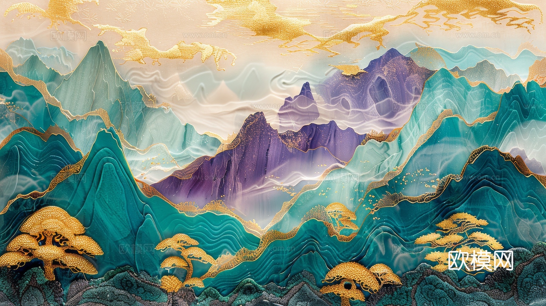 新中式山水国风背景