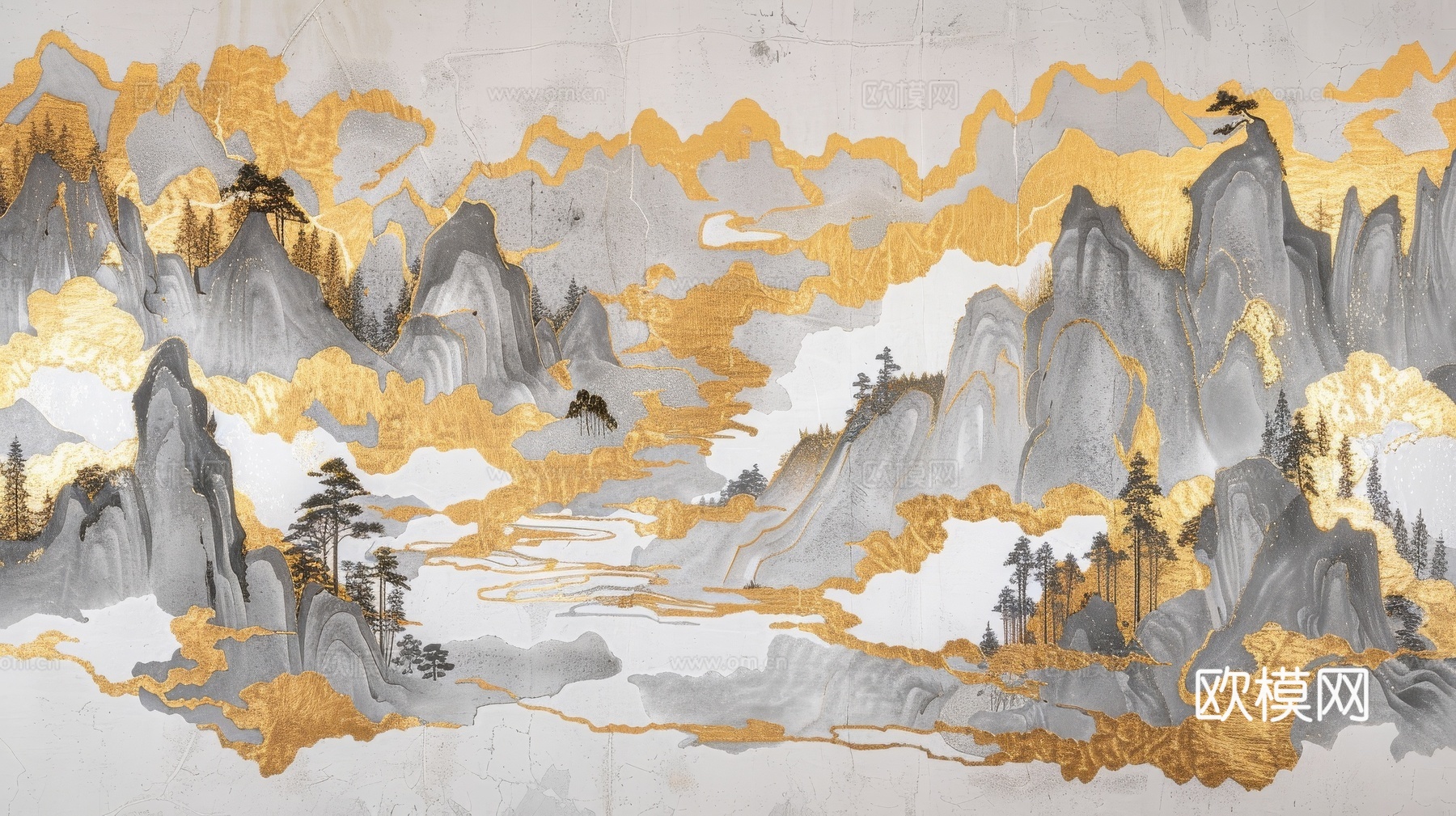 新中式山水国风背景