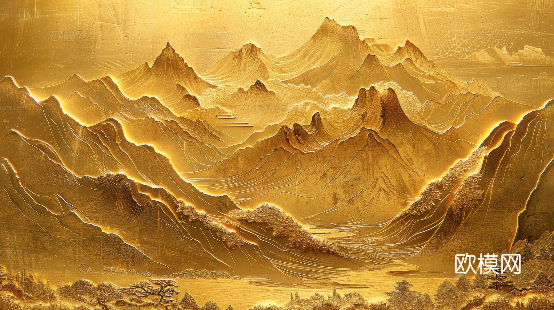新中式山水国风背景