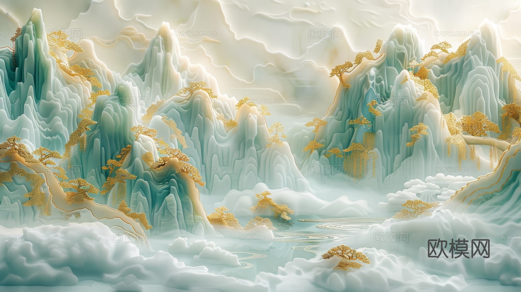 新中式山水国风背景