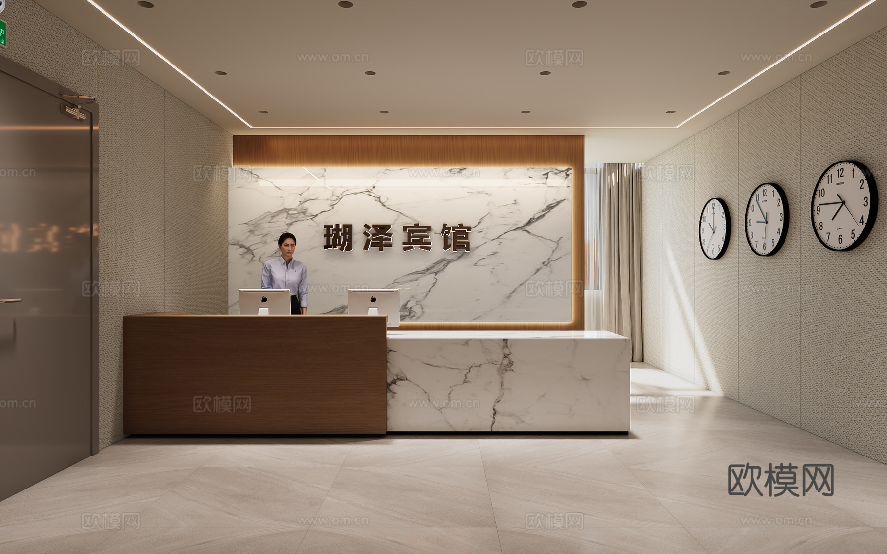 现代前台 公司前台 酒店前台 美容前台3d模型