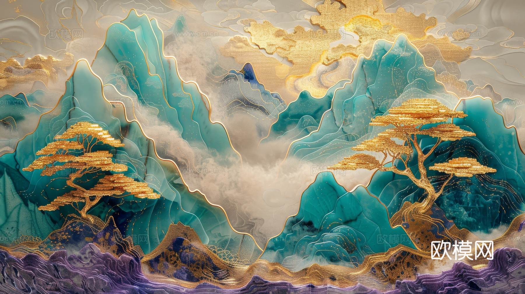 新中式山水国风背景