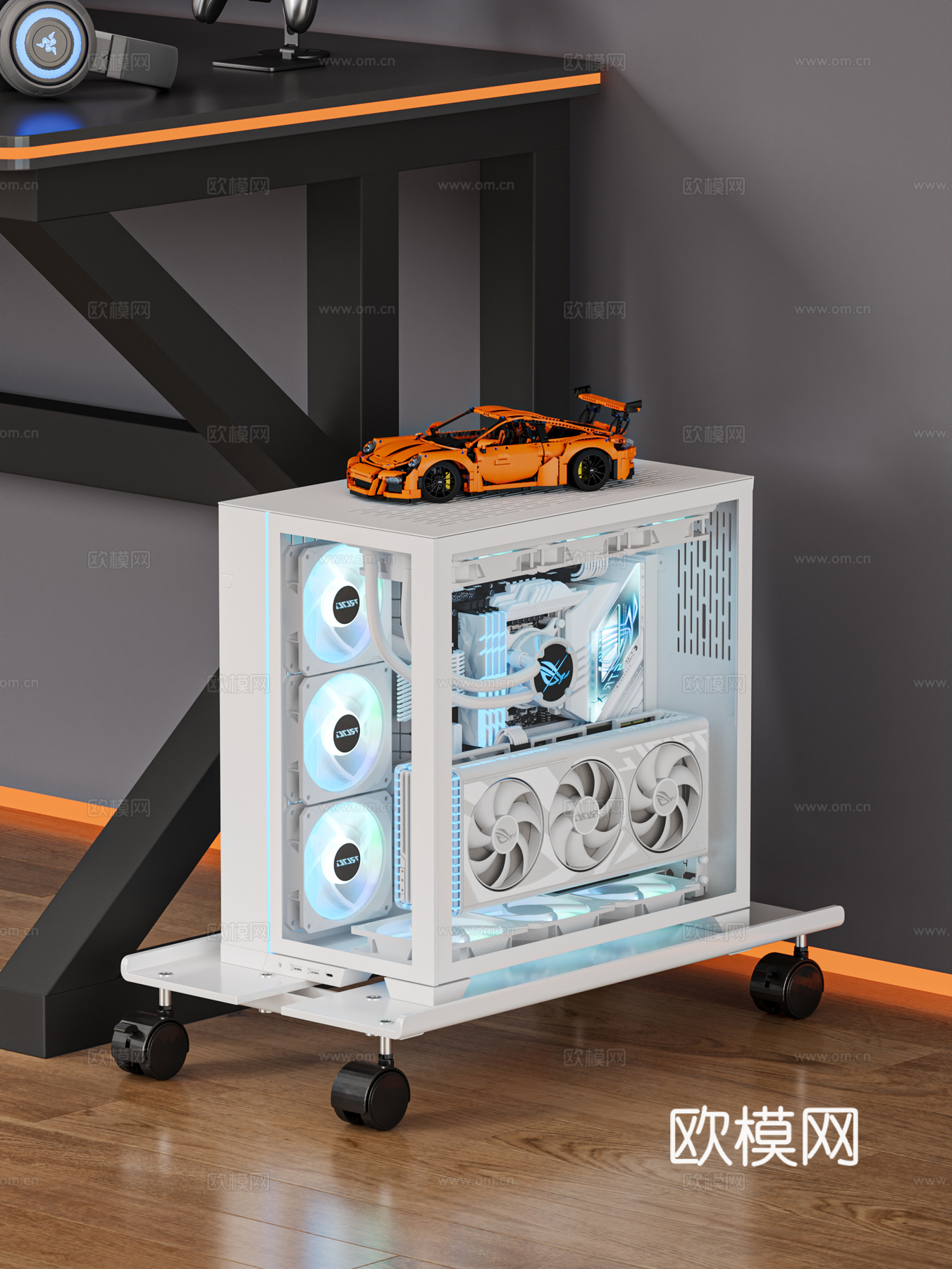 现代 电脑主机 主机支架3d模型