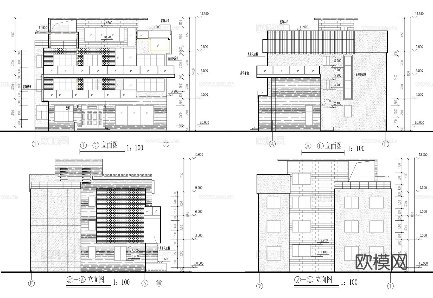 80套农村自建房建筑设计cad施工图
