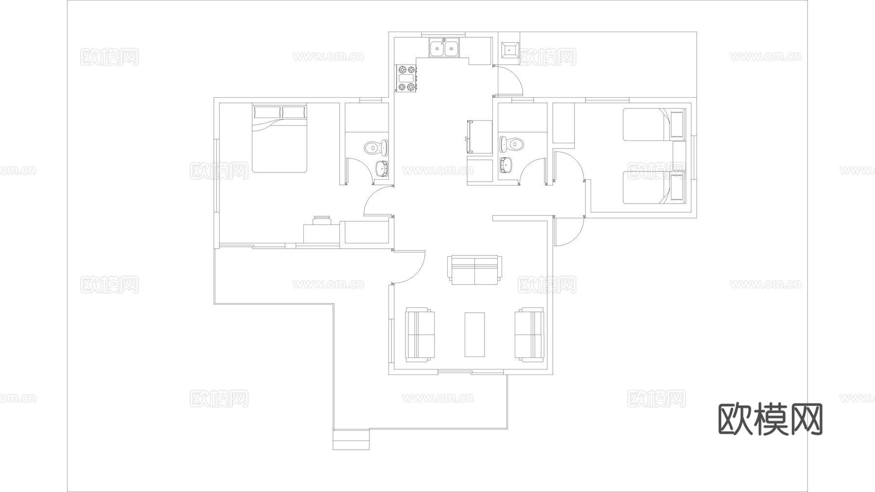 单层房屋平面图cad施工图