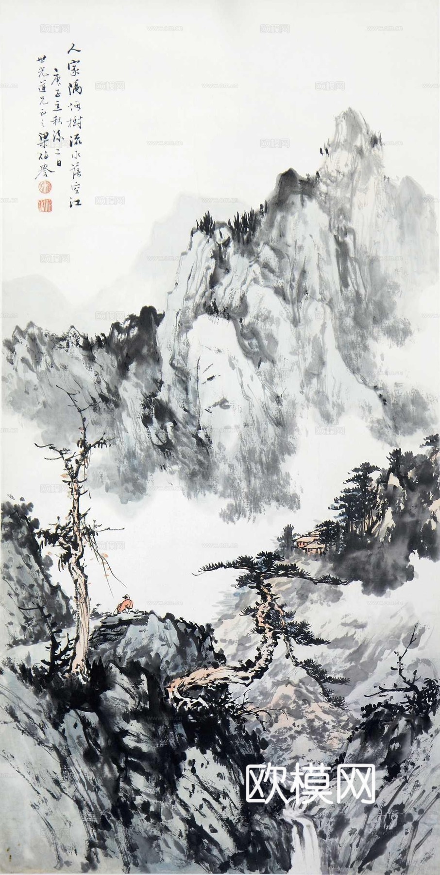 中式水墨山水装饰画贴图