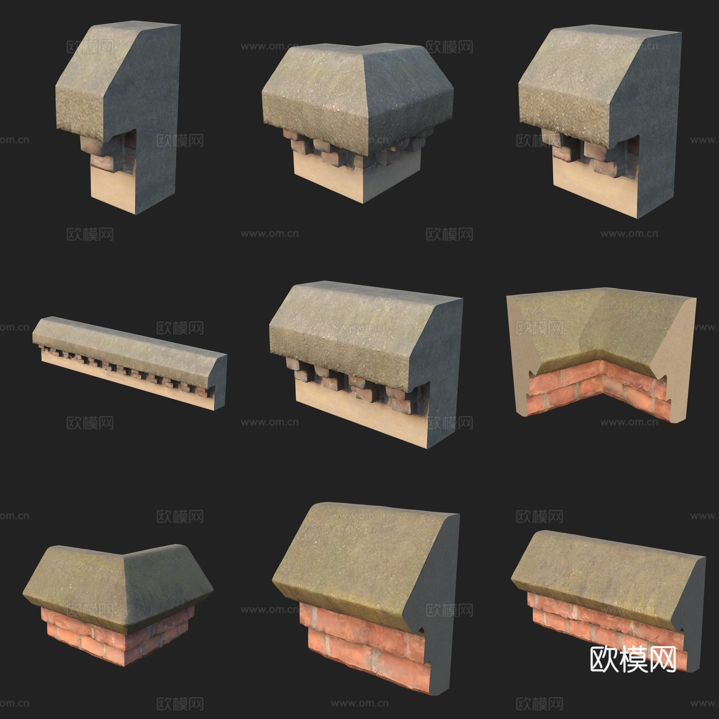 建筑构件石膏线屋檐3d模型