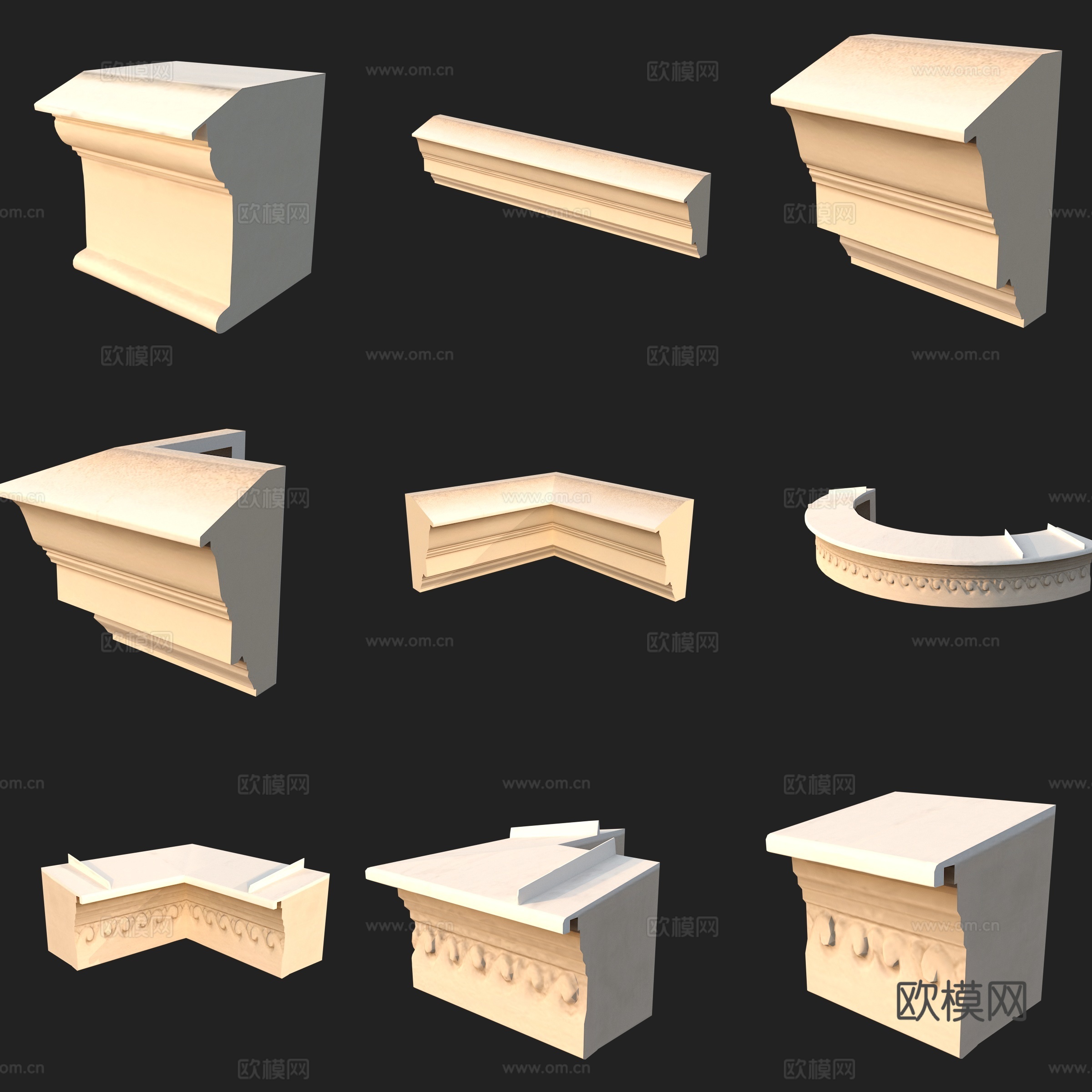 建筑构件石膏线屋檐3d模型
