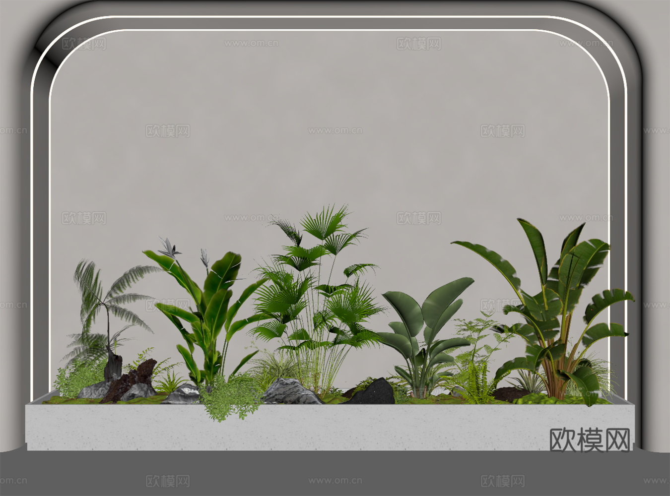 现代绿植 绿植堆su模型