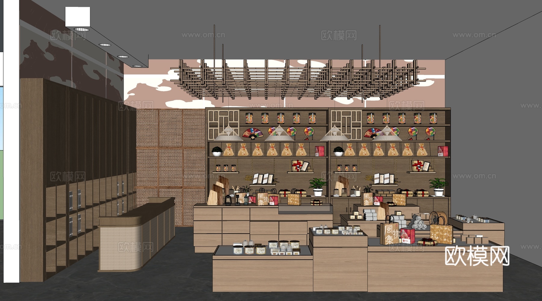 现代文创商店 文创超市 文创展柜 文创展架 文创商品su模型